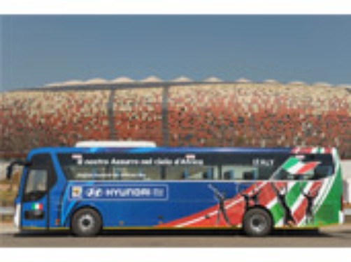 Frase per il bus Hyundai della Nazionale ai Mondiali 2010